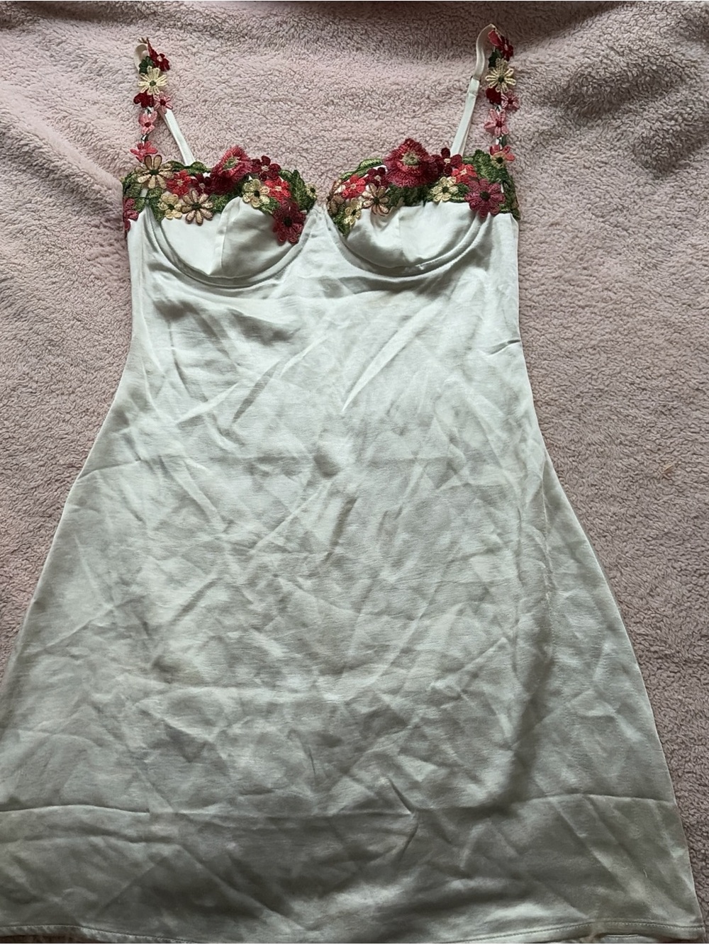 Princess Polly White Slip Dress with Embroidered Floral Detail